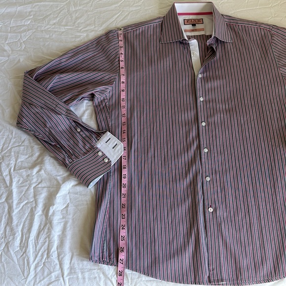 Pink Thomas Pink Slim Fit Gray & Pink long sleeve collared men’s dress shirt - Picture 13 of 14